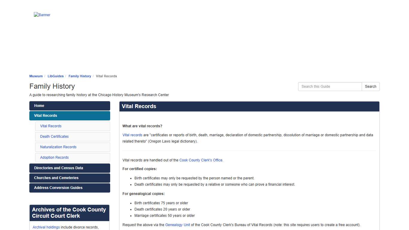 Vital Records - Family History - LibGuides at Chicago History Museum